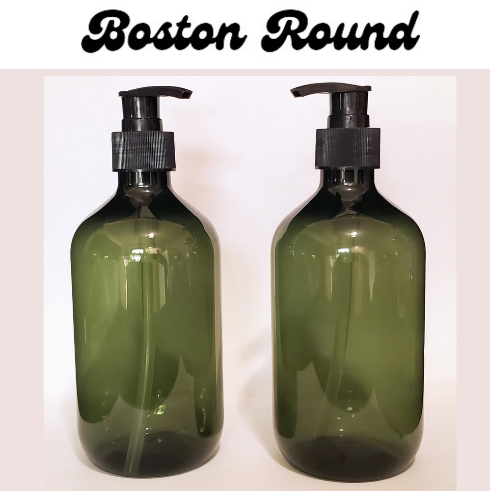 Green PET BPA Free Boston Round Bottles - 16oz